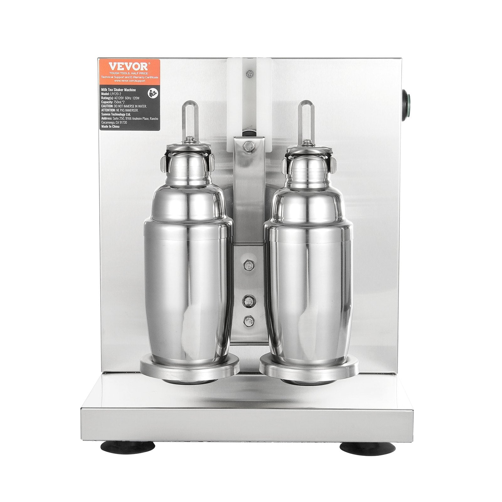 VEVOR Milkshake Maker Machine, 120W Commercial Milk Tea Shaker Machine, Double Head Milk Shake Mixer Machine, 0-180s Adjustable Milkshake Blender, with 750 ml Stainless Steel Cup, for Milk Tea Store