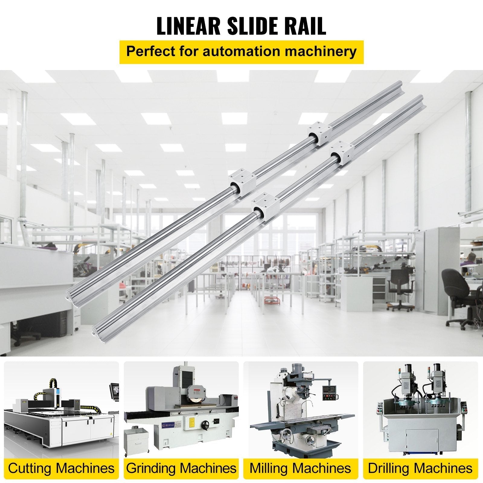 VEVOR 2PCS Linear Rail 0.78-47 Inch, Linear Bearings and Rails with 4PCS SBR20UU Bearing Block, Linear Motion Slide Rails for DIY CNC Routers Lathes Mills, Linear Slide Kit fit X Y Z Axis
