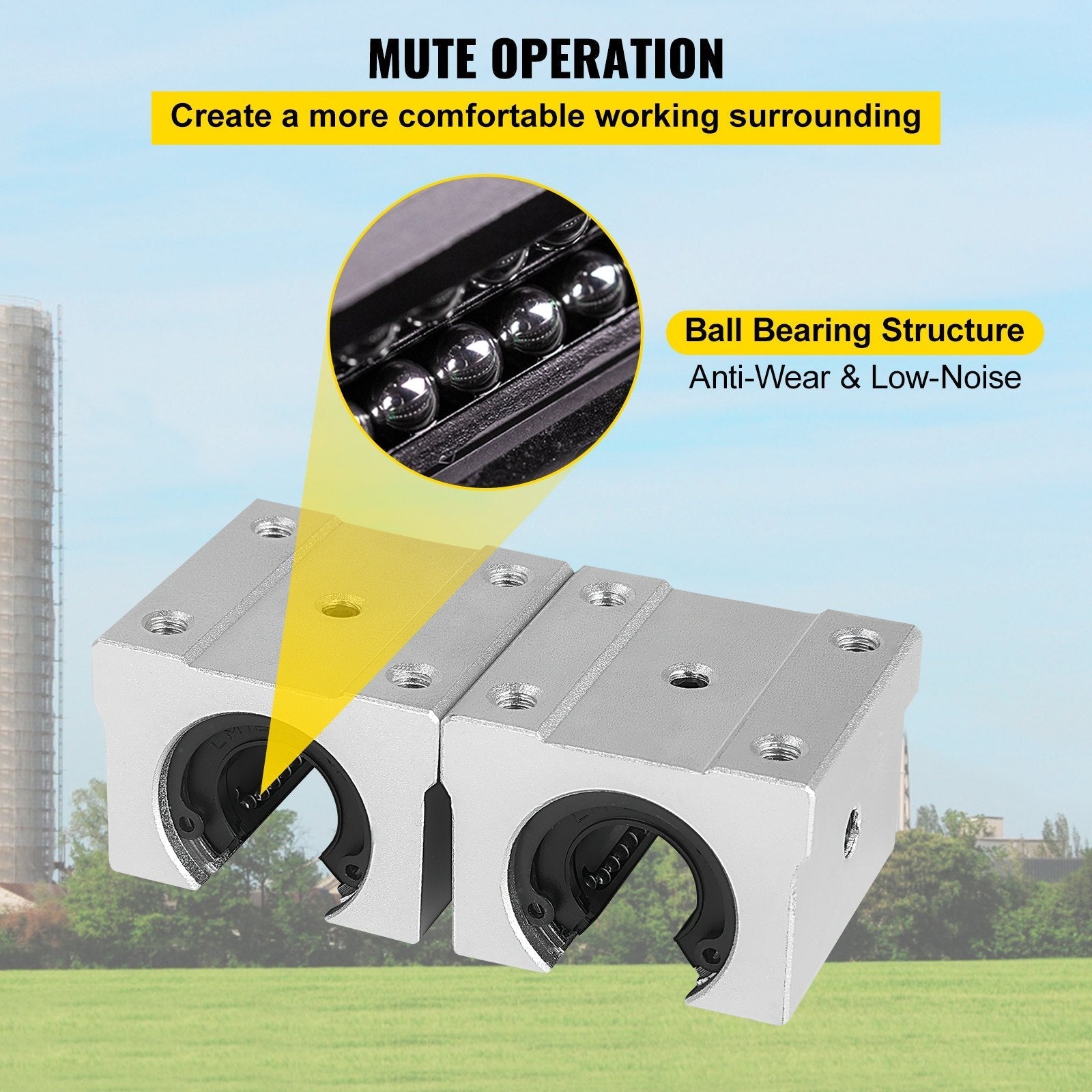 VEVOR 2PCS Linear Rail 0.78-47 Inch, Linear Bearings and Rails with 4PCS SBR20UU Bearing Block, Linear Motion Slide Rails for DIY CNC Routers Lathes Mills, Linear Slide Kit fit X Y Z Axis
