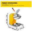VEVOR Electric Ice Shaver Crusher, 210LBS/H Snow Cone Maker Machine w/ Dual Stainless Steel Blades, 300W 1450 RPM Shaved Ice Machine w/ Ice Plate & Additional Blade, for Home and Commercial Use, 110V