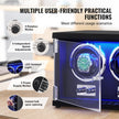 VEVOR Watch Winder, Dual Watch Winder for Men's and Women's Automatic Watch, with 2 Super Quiet Japanese Mabuchi Motors, Blue LED Light and Adapter, High-Density Board Shell and Black PU