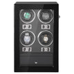 VEVOR Watch Winder, Watch Winder for 4 Men's and Women's Automatic Watches, with 4 Super Quiet Japanese Mabuchi Motors, Blue LED Light and Adapter, High-Density Board Shell and Black PU