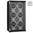 VEVOR Watch Winder, Watch Winder for 6 Men's and Women's Automatic Watches, with 6 Super Quiet Japanese Mabuchi Motors, Blue LED Light and Adapter, High-Density Board Shell and Black PU