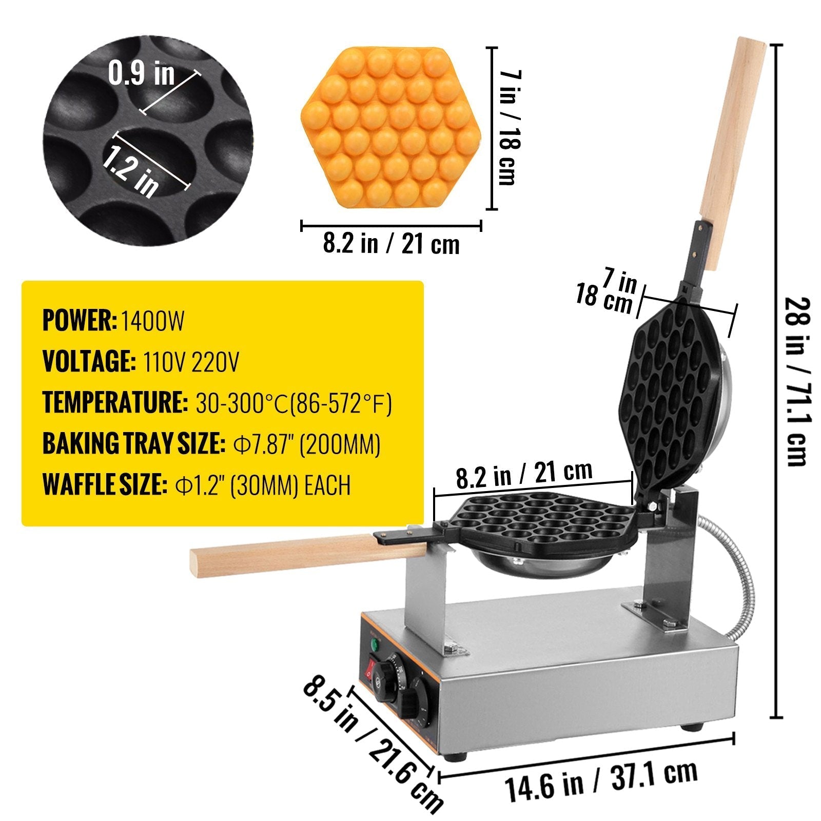 Electric Egg Cake Oven Egg Bread Maker Waffle Stainless Steel Machine