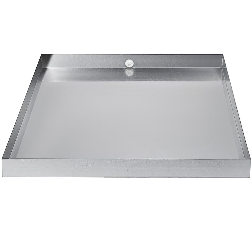 VEVOR 18 GA Thickness Washing Machine Drip Pan 304 Stainless Steel Heavy Duty Compact Washer Drain with Hole, 32 x 30 x 2.5 Inch