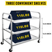 VEVOR Stainless Steel Utility Cart 35‘’L x 18.5\'\'W x 35.5\'\'H, Catering Serving Cart 3 Tier Storage Shelf with Wheels, Kitchen Island Trolley for Hotels Restaurant Home Use