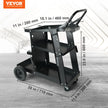 VEVOR Welding Cart, 3-Tier Welder Cart Heavy Duty with 400Lbs Static Weight Capacity, 360° Swivel Wheels, Tank Storage Safety Chains, Rolling MIG Welder Cart for TIG, ARC, MMA Welding Machine