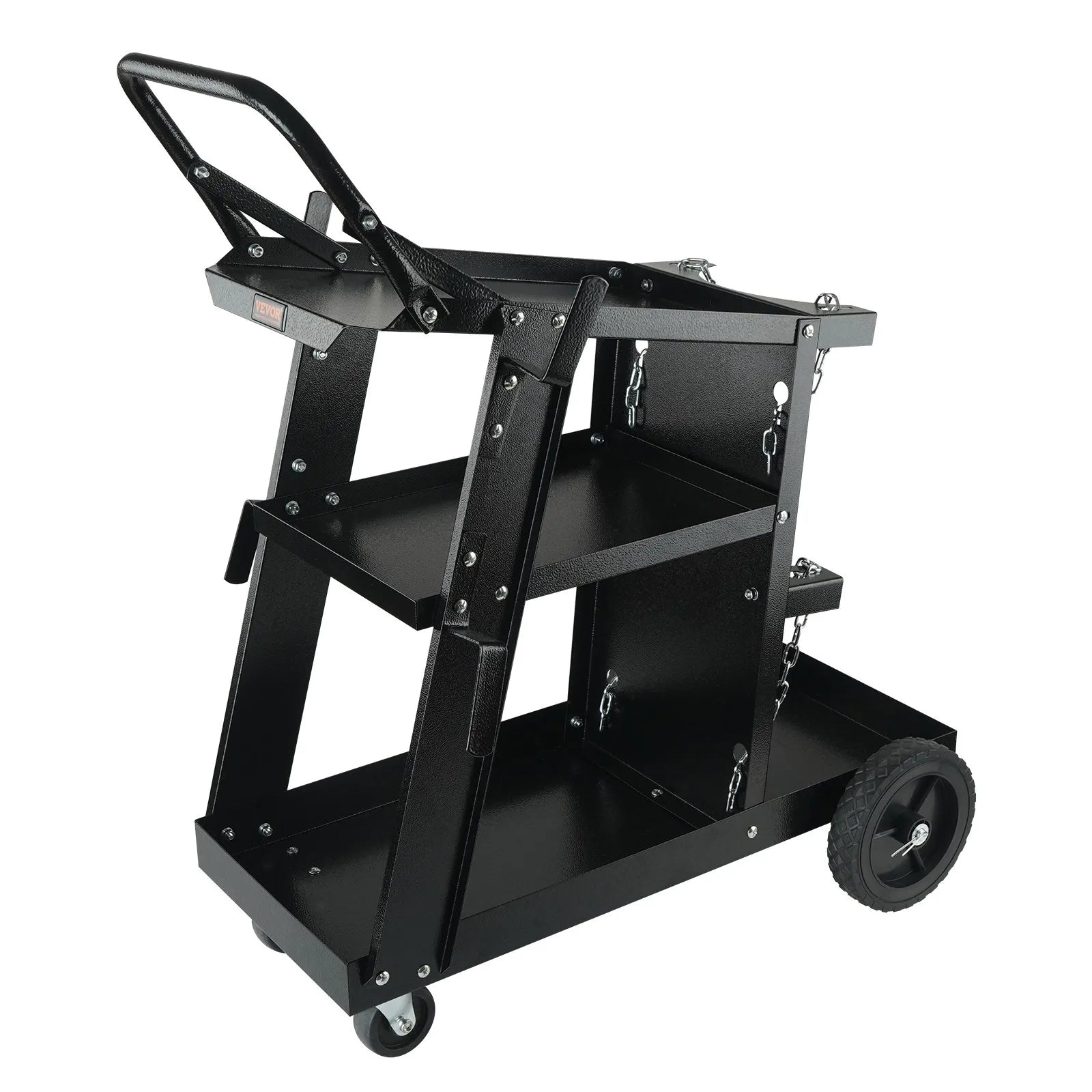 VEVOR Welding Cart, 3-Tier Welder Cart Heavy Duty with 400Lbs Static Weight Capacity, 360° Swivel Wheels, Tank Storage Safety Chains, Rolling MIG Welder Cart for TIG, ARC, MMA Welding Machine