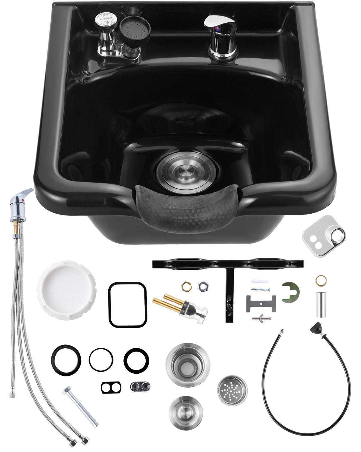 VEVOR Shampoo Basin, Black Hairdresser Sink Shampoo Bowl Sink,  ABS Plastic Salon and Spa Hair Washing Sink, Hair Backwash Basin Beauty Salon Equipment for Hair Stylists