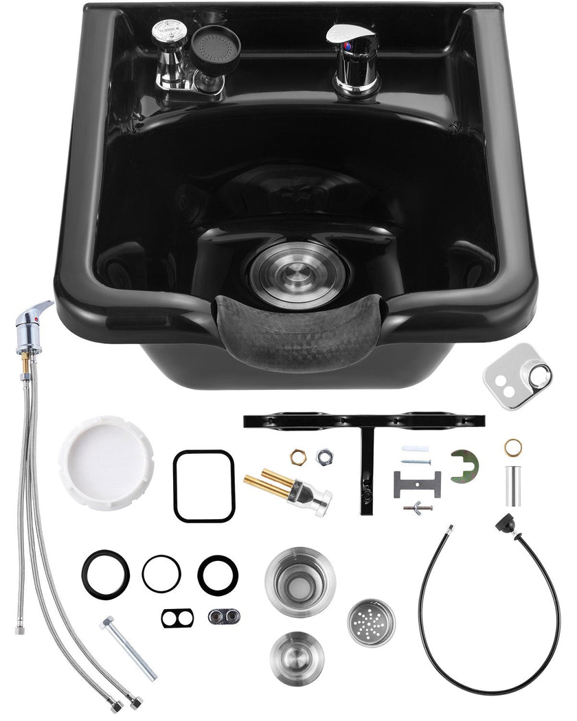 VEVOR Shampoo Basin, Black Hairdresser Sink Shampoo Bowl Sink,  ABS Plastic Salon and Spa Hair Washing Sink, Hair Backwash Basin Beauty Salon Equipment for Hair Stylists