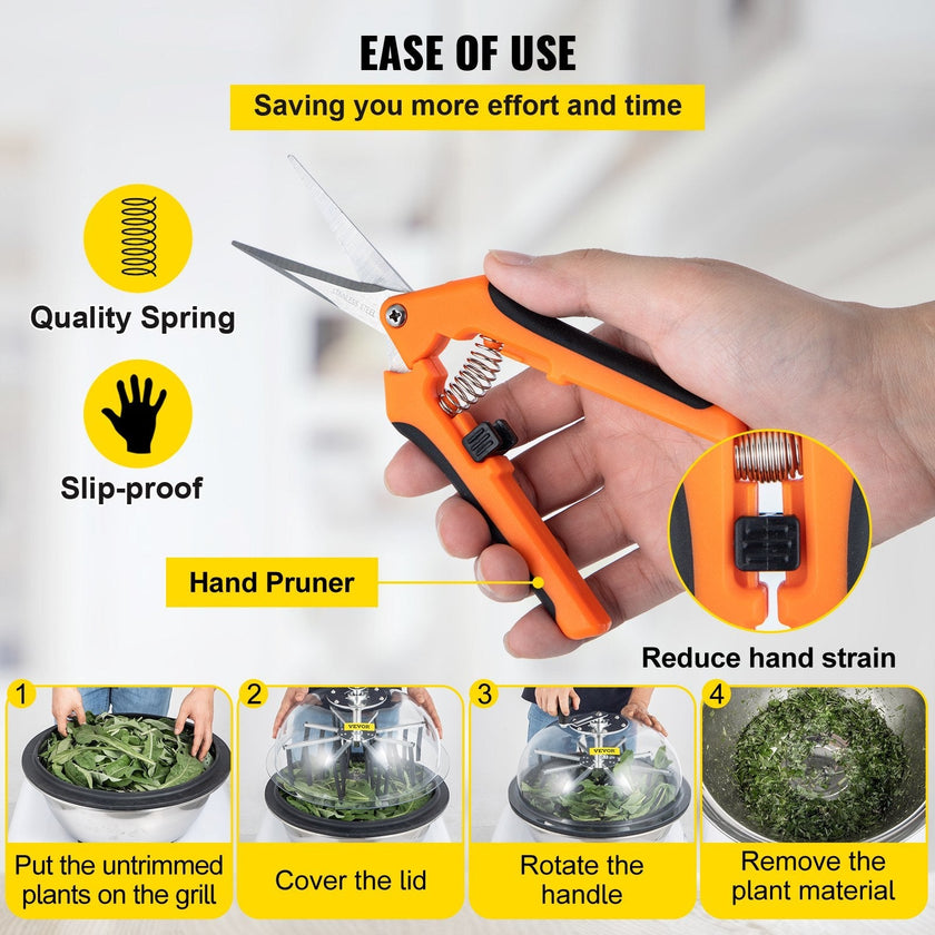 VEVOR 24 Inch Bowl Trimmer Manual Leaf Bowl Trimmer Hydroponic Pro Bowl Trimmer Leaf Bud Trim Reaper Cutter Twisted Spin Cut Plant Bud Flower(24 inch Bowl Trimmer)