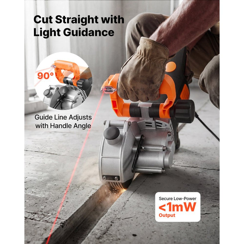 Wall Chaser, 4800W Electric Wall Groove Cutting Machine with 5 Blades & Precision Guide Line