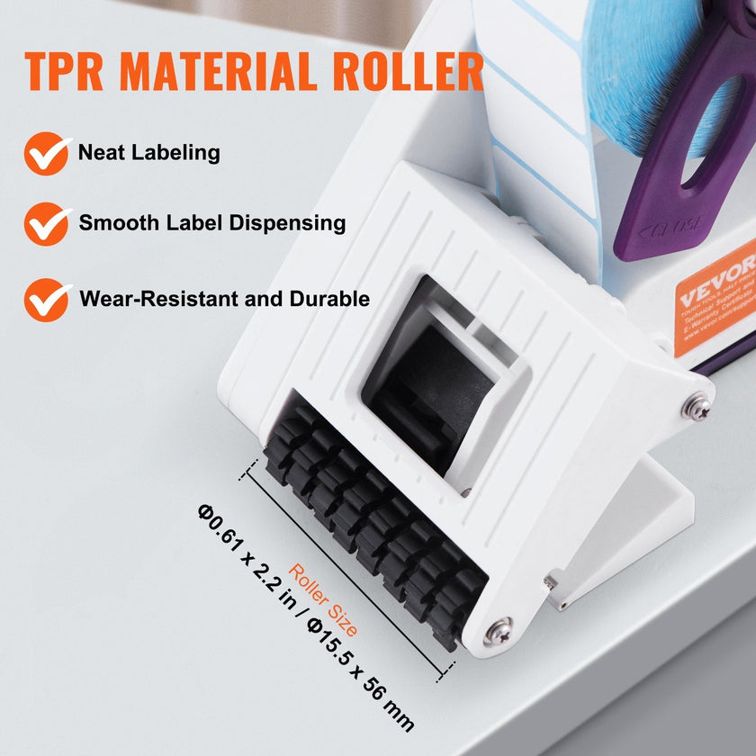 VEVOR Manual Label Applicator, 0.59-2.17 inches Label Width, 0.79-2.36 inches Label Length, Portable Hand-Held Labeling Machine with Label Roll and TPR Roller for Round Bottles, Boxes, Fruits Labeling