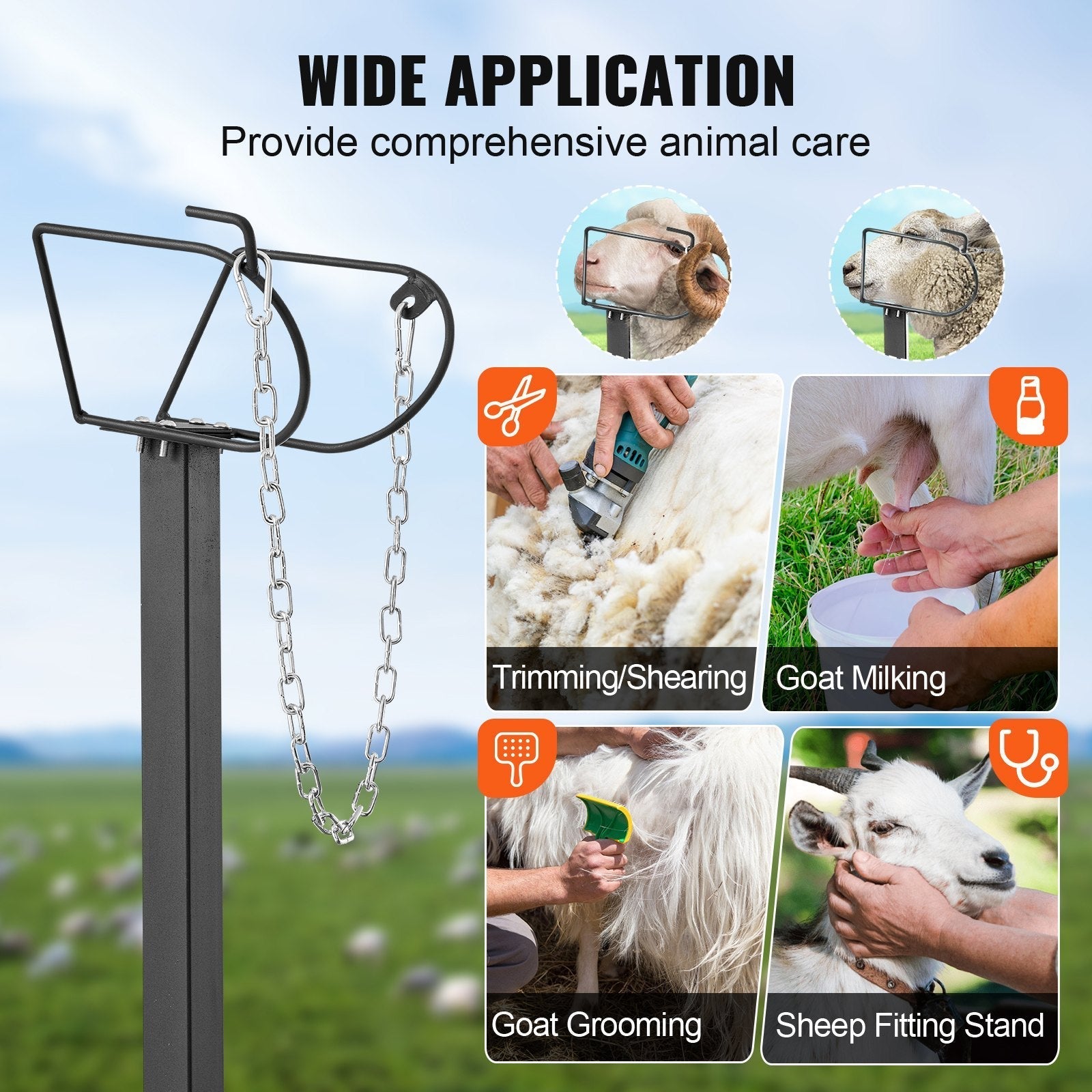 VEVOR Goat & Sheep Stand, 47x23 inch Livestock Stand, Metal Livestock Milking and Shearing Stand 21