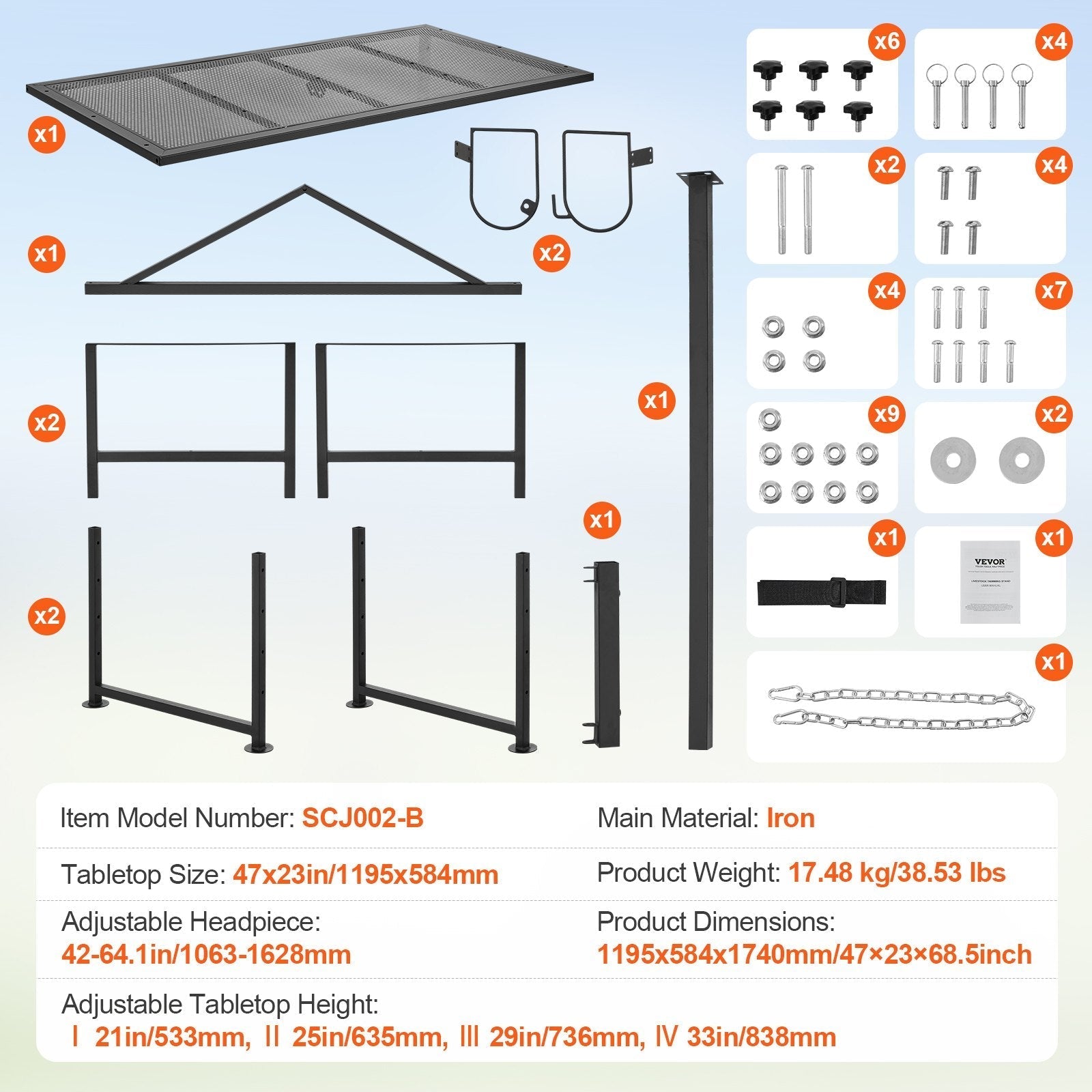 VEVOR Goat & Sheep Stand, 47x23 inch Livestock Stand, Metal Livestock Milking and Shearing Stand 21