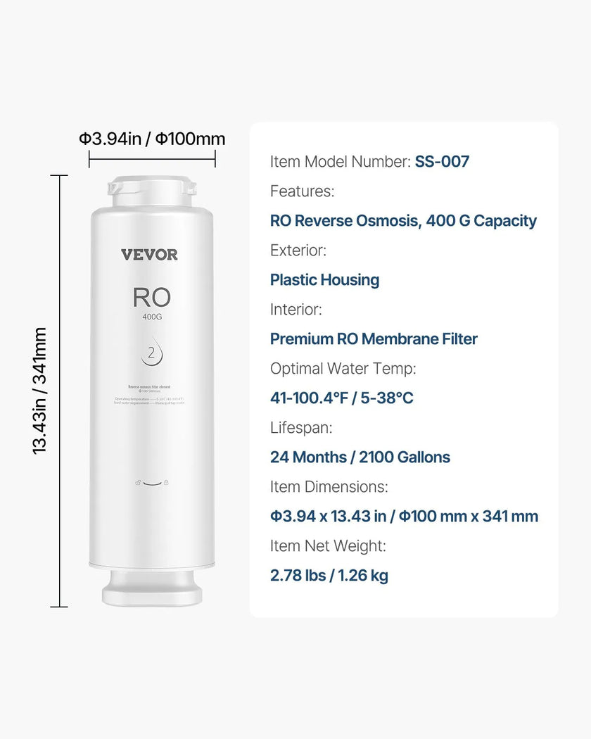 VEVOR Reverse Osmosis System Replacement for SS-001 Under Sink Water Filter