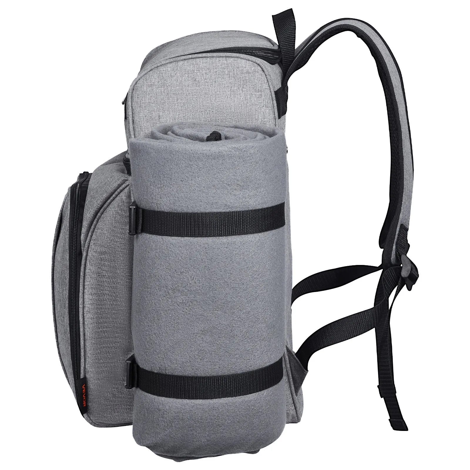 VEVOR Beach Picnic Backpack Bag for 4 Person with Cooler Compartment Grey