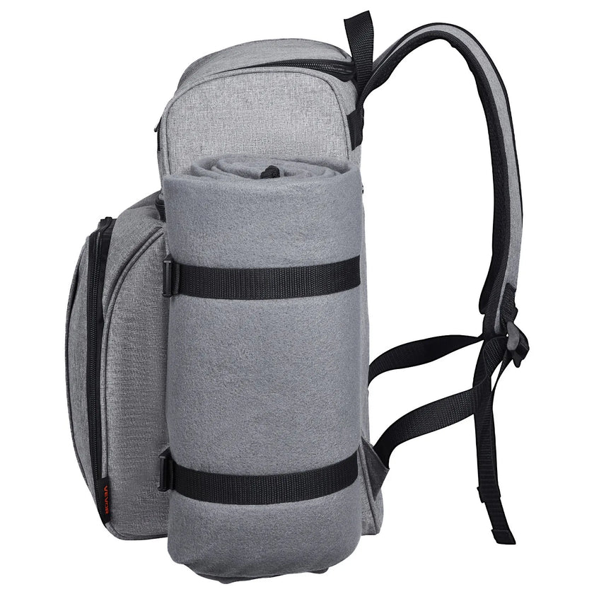 VEVOR Beach Picnic Backpack Bag for 4 Person with Cooler Compartment Grey