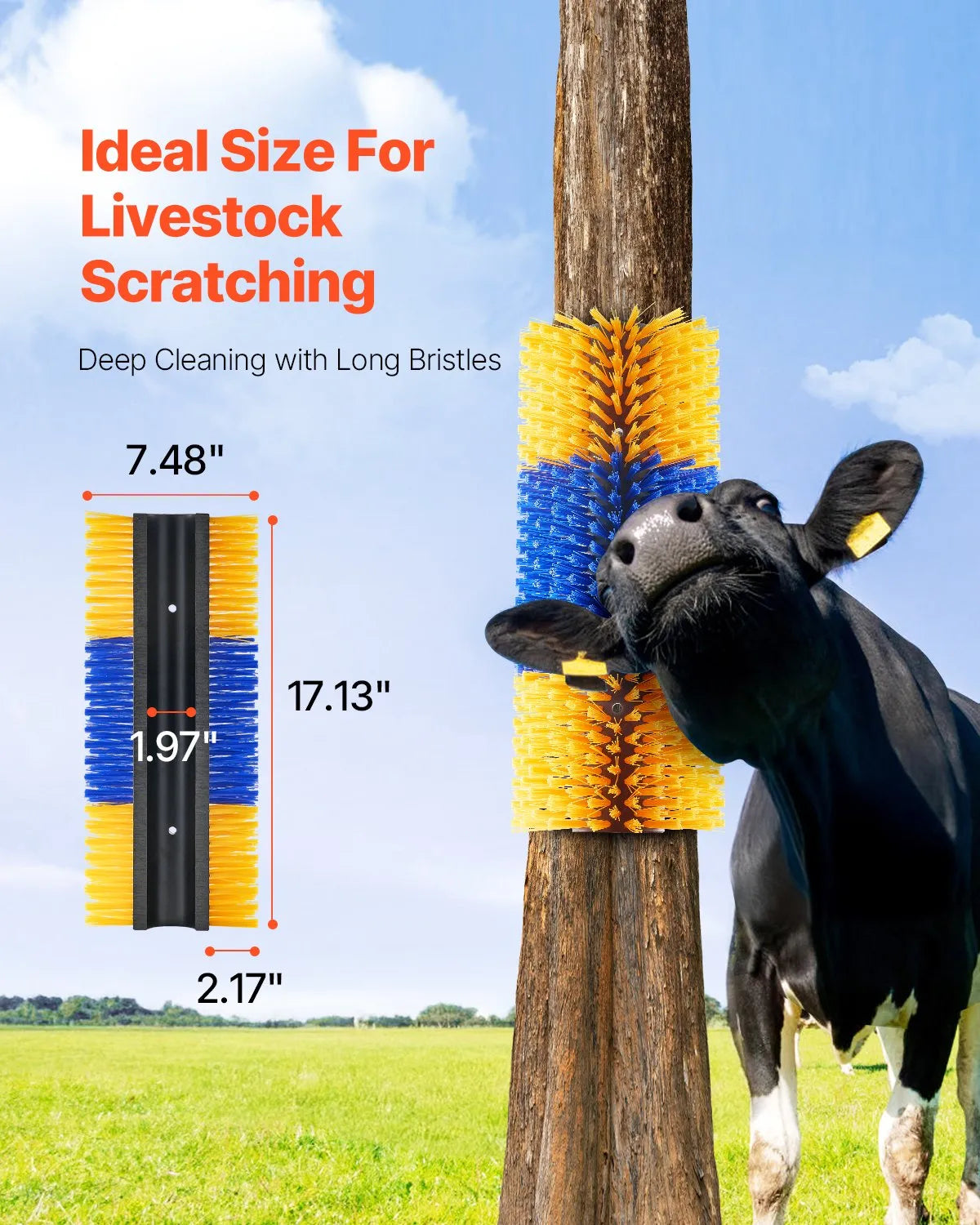 VEVOR Livestock Scratching Brush 6Pcs Itch Relief Horse Scratcher Brush 17.1 in