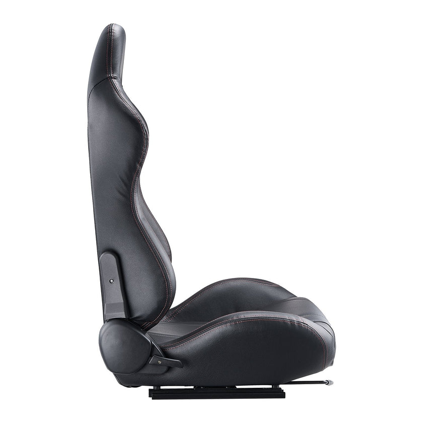 VEVOR 2 Set Racing Seat Adjustable Racing Chair with PVC Leather & Q235B Slider