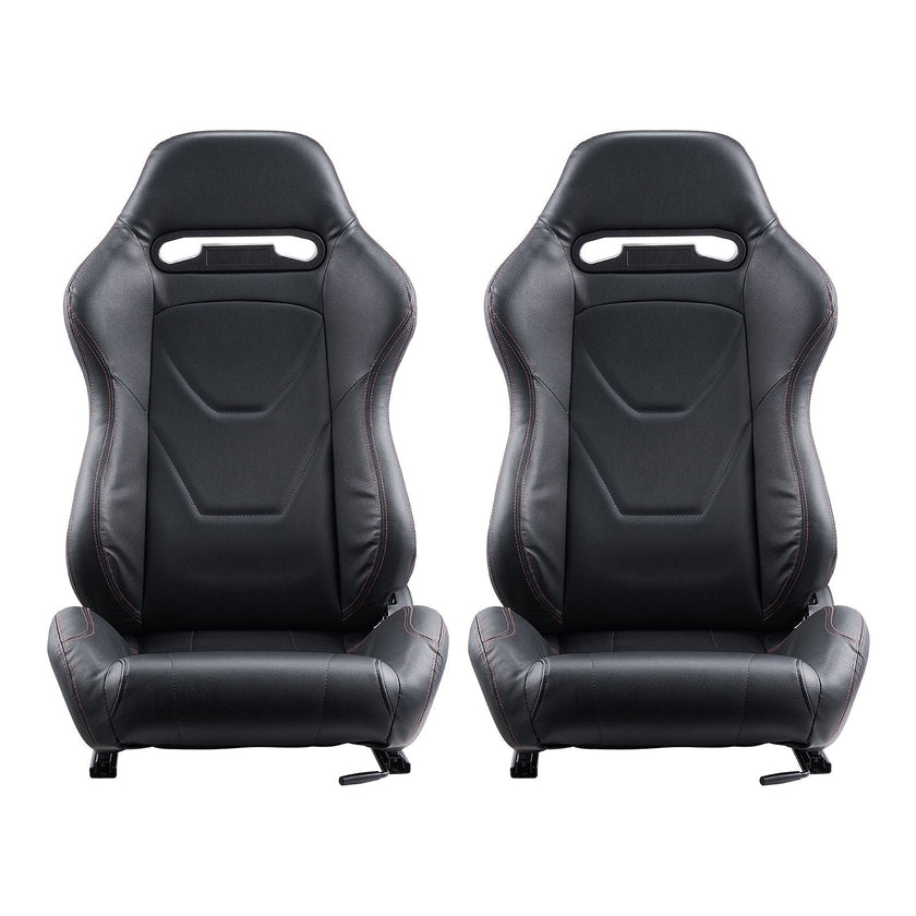 VEVOR 2 Set Racing Seat Adjustable Racing Chair with PVC Leather & Q235B Slider