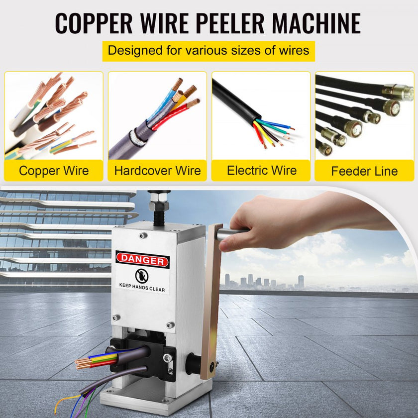 VEVOR Wire Stripping Machine Scrap Metal Recycle Tool Wire Stripping Tool 1.5-25 mm Cable Wire Stripping Machine  with 1 Cutting Blade Wire for Scrap Copper Wire Cable Stripping Cutters (2 Holes)