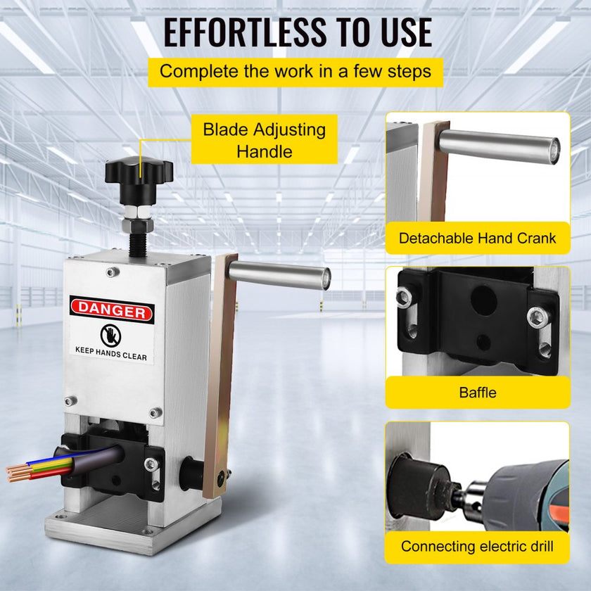 VEVOR Wire Stripping Machine Scrap Metal Recycle Tool Wire Stripping Tool 1.5-25 mm Cable Wire Stripping Machine  with 1 Cutting Blade Wire for Scrap Copper Wire Cable Stripping Cutters (2 Holes)