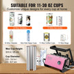 VEVOR Mug Heat Press, 11-30oz Tumbler Heat Press Machine, Sublimation Transfer Straight Skinny Tumblers, Cup Heat Press with Heat-resist Gloves & Tape, DIY Ceramic Mugs Cups Glasses, As Gift, Pink