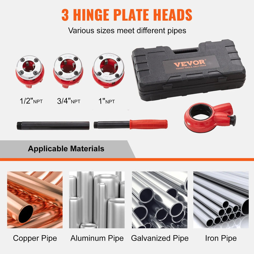 VEVOR Ratchet Pipe Threader Kit, 1/2