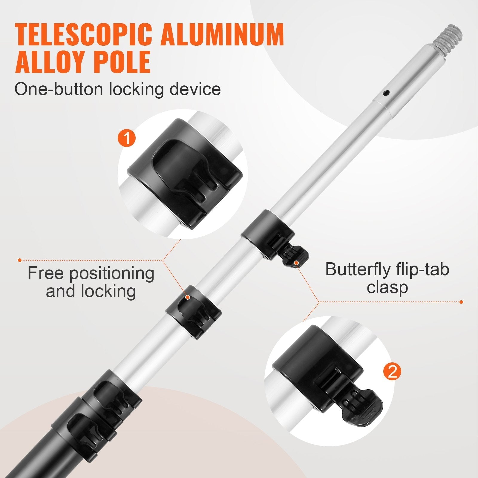 VEVOR Manual Pole Saw Extendable Tree Pruner 4.9-20 ft Aluminum Alloy Pole
