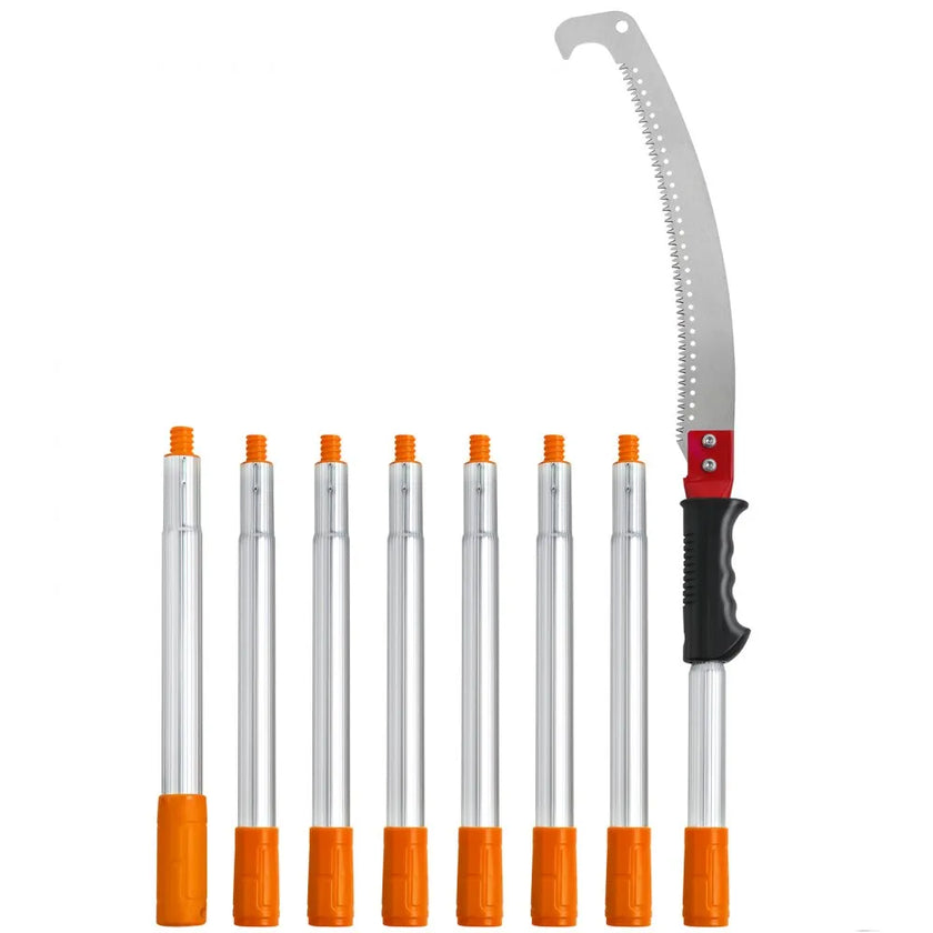 VEVOR Manual Pole Saw,4.6-12.1 ft Extendable Tree Pruner, Sharp Steel Blade for High Branches Trimming, Manual Branch Trimmer with Lightweight Aluminum Alloy Handle, for Pruning Palms and Shrubs