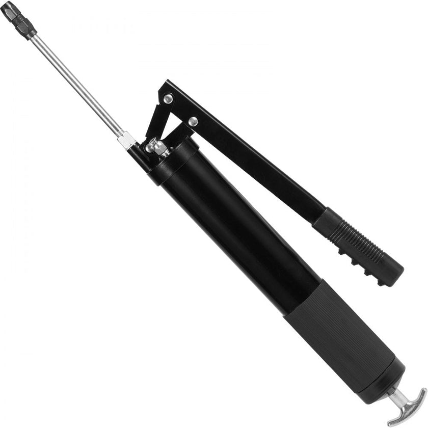 VEVOR Grease Gun, 10000 PSI Max. Working Pressure, 20 OZ / 600 CC Capacity Heavy Duty Lever Action Grease Gun Kit, Includes 18.5 Inch Flexible Hose, 2 Black Flat Couplers, and 1 Straight Metal Pipes