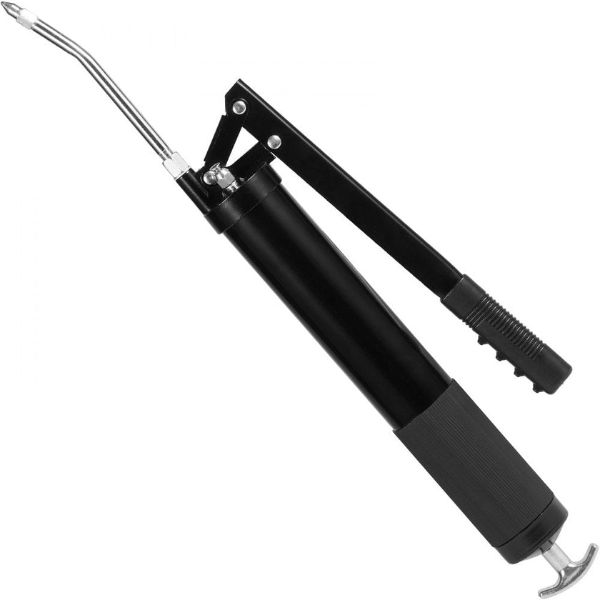 VEVOR Grease Gun, 10000 PSI Max. Working Pressure, 20 OZ / 600 CC Capacity Heavy Duty Lever Action Grease Gun Kit, Includes 18.5 Inch Flexible Hose, 2 Black Flat Couplers, and 1 Straight Metal Pipes