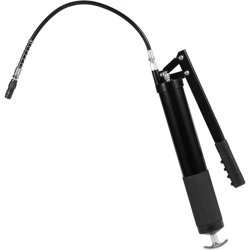 VEVOR Grease Gun, 10000 PSI Max. Working Pressure, 20 OZ / 600 CC Capacity Heavy Duty Lever Action Grease Gun Kit, Includes 18.5 Inch Flexible Hose, 2 Black Flat Couplers, and 1 Straight Metal Pipes