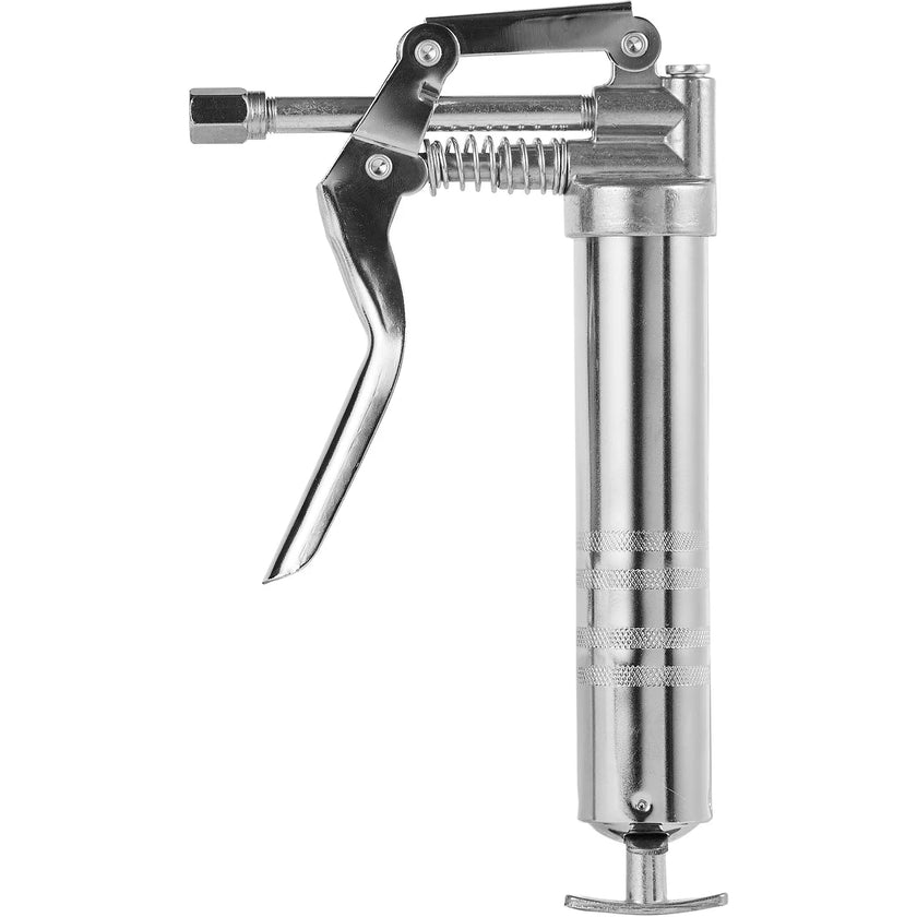 VEVOR Pistol Grip Grease Gun, 3500 PSI, 4 OZ / 120 CC Capacity Heavy Duty Professional Grease Gun, with 11.65 Inch Flexible Hose 2 Black Flat Couplers, 1 Reinforced Nozzle, and 2 Rigid Metal Pipes