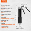 VEVOR Pistol Grip Grease Gun, 6000 PSI, 14 OZ / 400 CC Capacity Heavy Duty Professional Grease Gun, with 19.69 Inch Flexible Hose 2 Black Flat Couplers, 1 Pointed Coupler, and 2 Rigid Metal Pipe