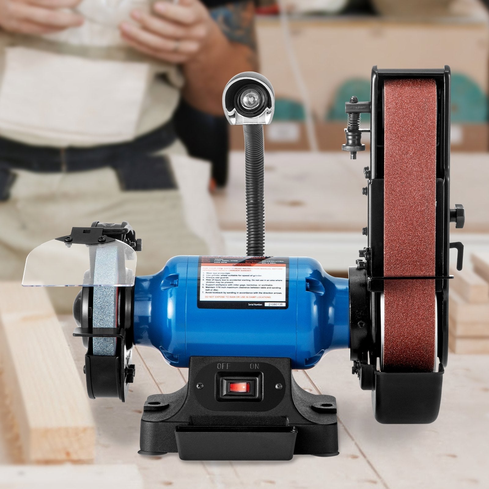 VEVOR 2 IN 1 2inch Belt Grinder for Knife Making 6inch 3450rpm per min Belt and Disc Bench Sander 90 Degree Belt Holder with Sturdy Base and LED Working Lamp
