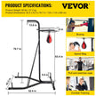 VEVOR Heavy Bag Stand with Speed Ball , Height Adjustable Punching Bag Stand, Foldable Boxing Bag Stand Steel Sandbag Rack Freestanding Up to 132 lbs for Home and Gym Fitness.
