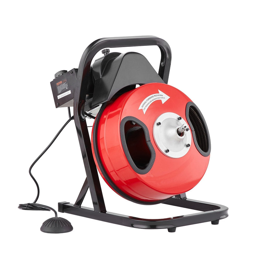 VEVOR Drain Cleaner Machine 50FT x 1/2Inch Manual Feed Snake Auger with 4 Cutter
