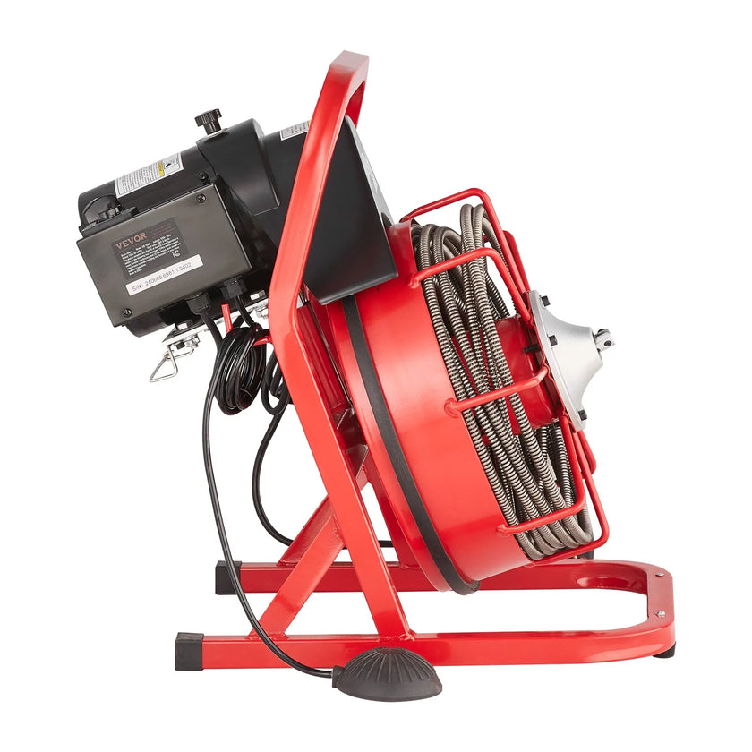 VEVOR Drain Cleaner Machine Drain Auger 50FT x 3/8 Inch Manual Feed & 4 Cutters