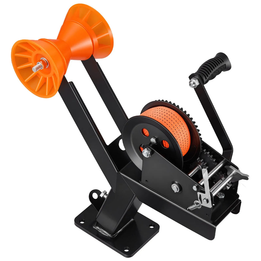 Boat Trailer Winch Stand with Roller, 3500 lb Capacity, 20 ft Polyester Strap, Heavy-Duty Galvanized Boat Winch Mount for Jet Ski, Sailboat & Speedboat Trailers