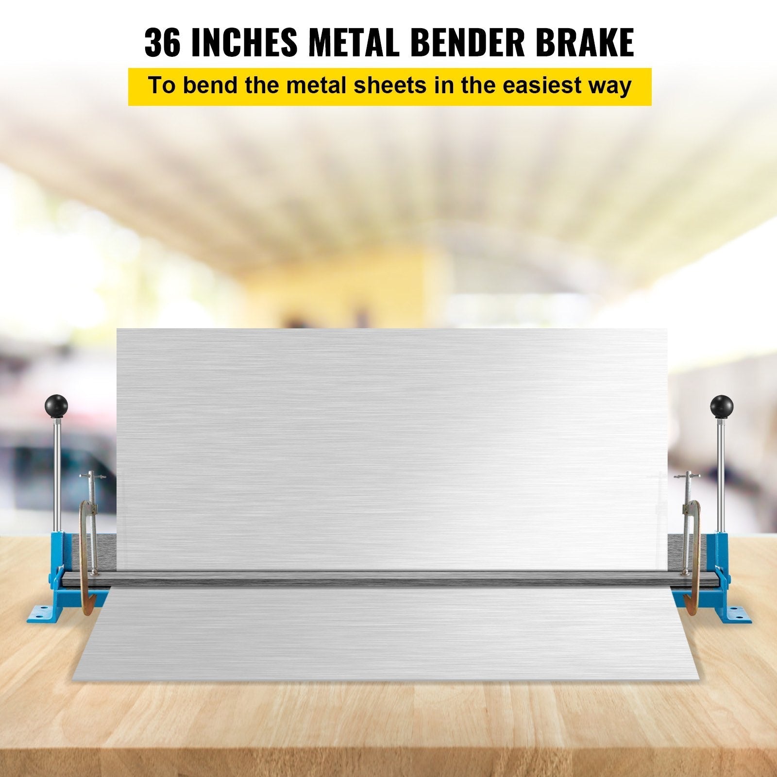 VEVOR Sheet Metal Brake 36 In. Metal Bender Brake 910 mm Length Portable Metal Bender 0-90 Degrees Adjustable Steel Bender with 2 C-shaped Clamps Manual Sheet Metal Bender Tool for Metal Bending