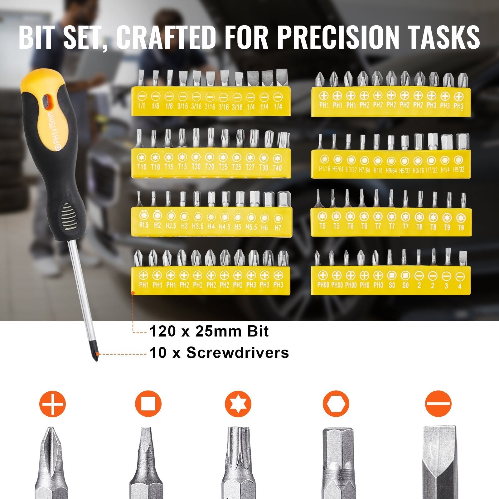 VEVOR 221-Piece Mechanics Tool Set 1/4