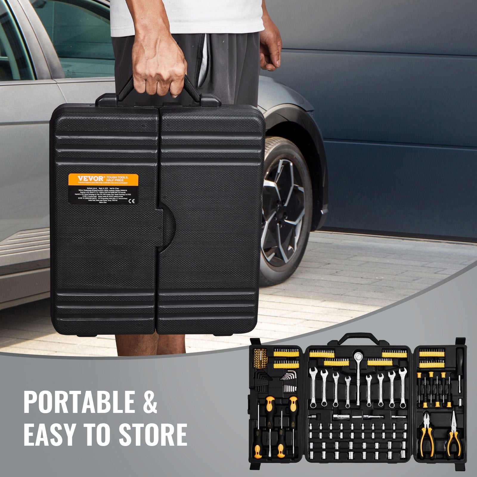 VEVOR 221-Piece Mechanics Tool Set 1/4