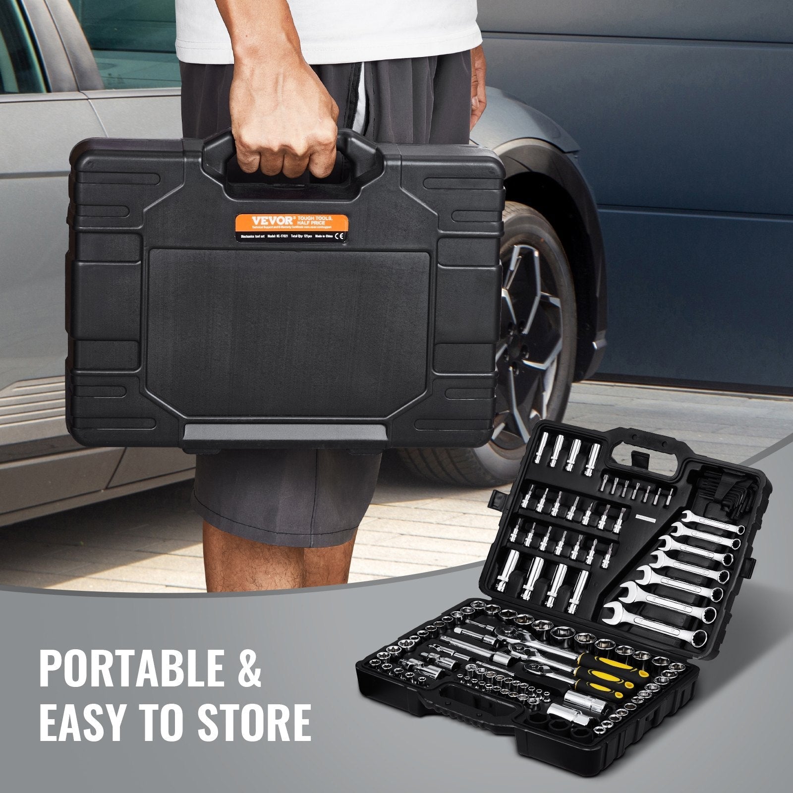 VEVOR 121-Piece Mechanics Tool Set 1/4