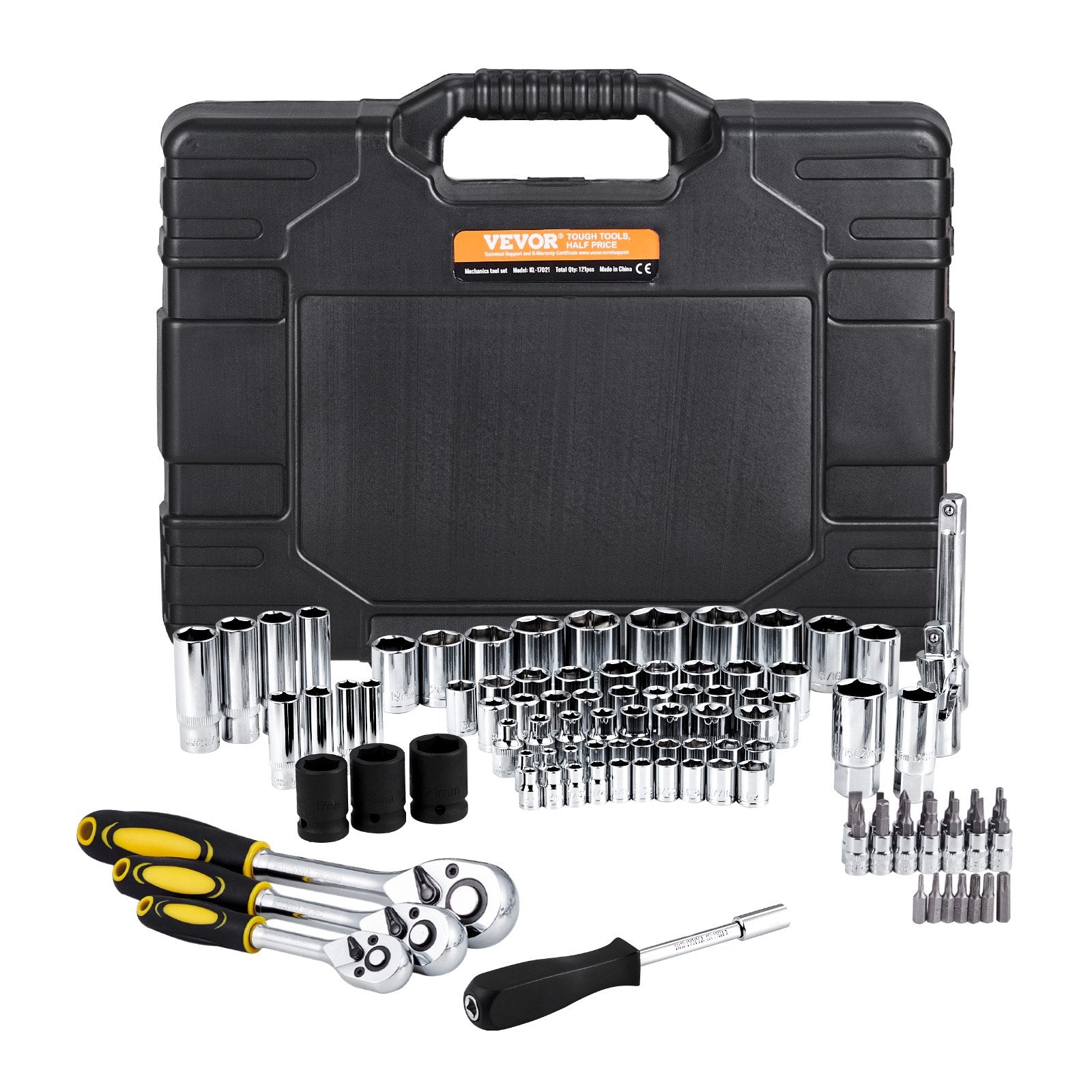 VEVOR 121-Piece Mechanics Tool Set 1/4