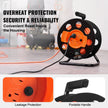 VEVOR Extension Cord Reel, 100FT, with 4 Outlets and Dust Cover, Heavy Duty 12AWG SJTOW Power Cord, Manual Cord Reel with Portable Handle Circuit Breaker, for Toolshed Garage, Tested to UL Standards