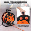 VEVOR Extension Cord Reel, 100FT, with 4 Outlets and Dust Cover, Heavy Duty 12AWG SJTOW Power Cord, Manual Cord Reel with Portable Handle Circuit Breaker, for Toolshed Garage, Tested to UL Standards