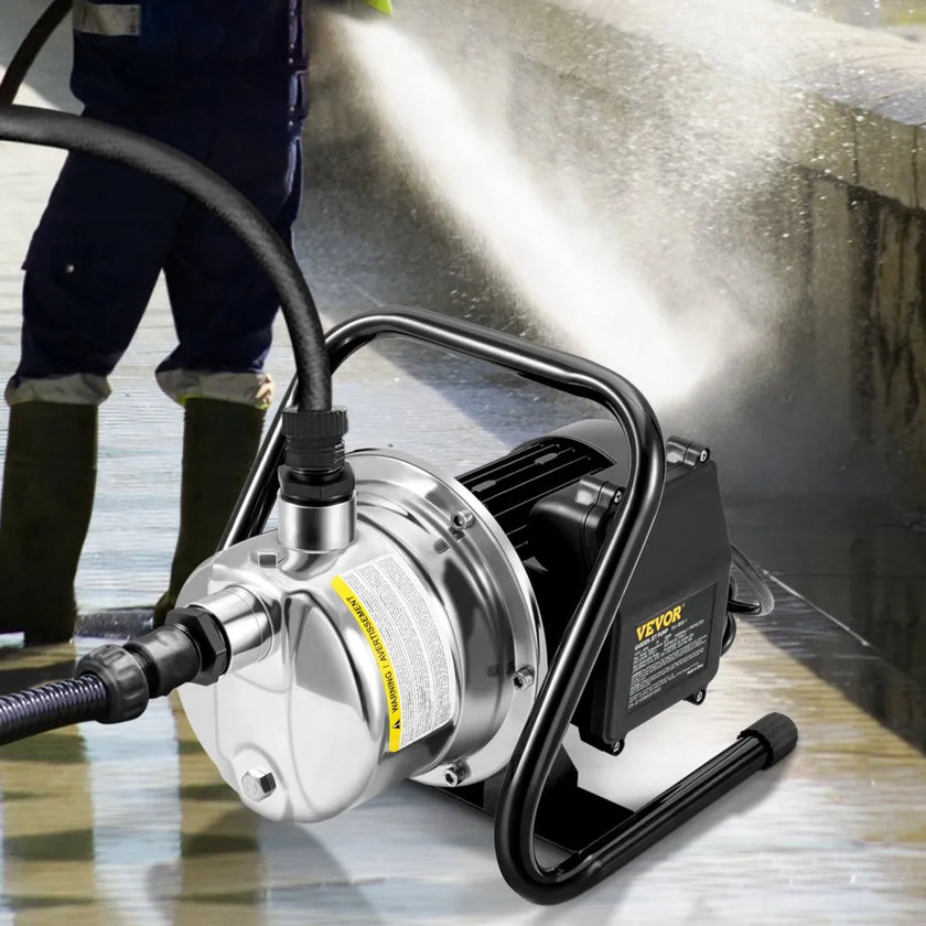 VEVOR Shallow Well Pump, 1.5 HP 115V, 1200 GPH 164 ft Height, 87 psi Max Pressure, Portable Stainless Steel Sprinkler Booster Jet Pumps for Garden Lawn Irrigation system, Lake Fountain, Water Transfer