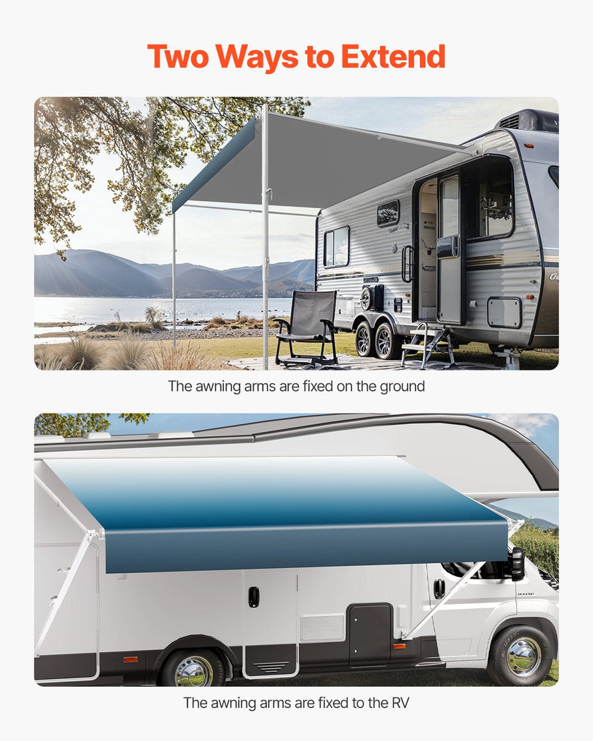 VEVOR 15' RV Replacement Awning Manual Trailer Awning for Most DC12V RVs